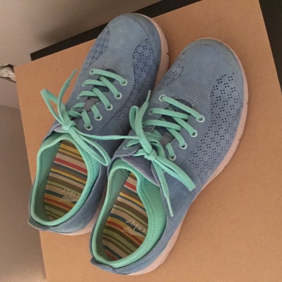Dansko Women's Suede Leather Shoes Size Blue Green Slip Resist - Picture 2 of 10